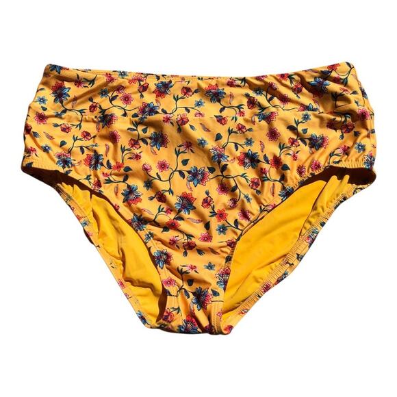 ModCloth NIP Sara Retro Charm Yellow Print High-Waisted Bikini Bottom Size XL - Picture 4 of 14